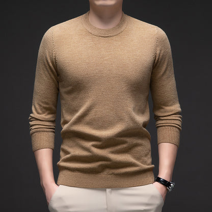 Solid Color Men's Round Neck Long Sleeve Autumn And Winter Leisure Sweater