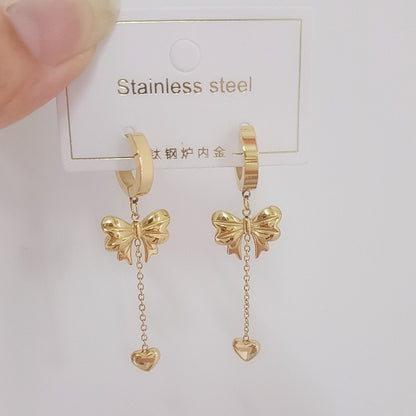 Fashion Bowknot Love Necklace And Earrings Suite