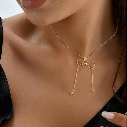 Bow Necklace And Earrings Suite Women