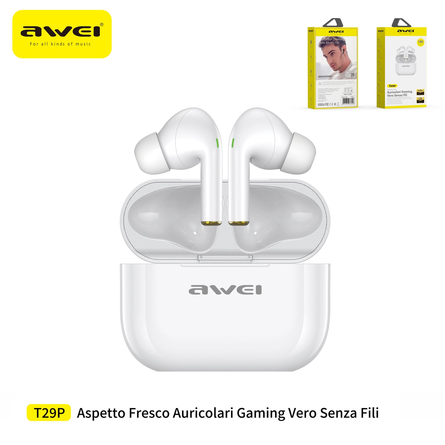 AWEI True Wireless Bluetooth Charging Pod Headphones