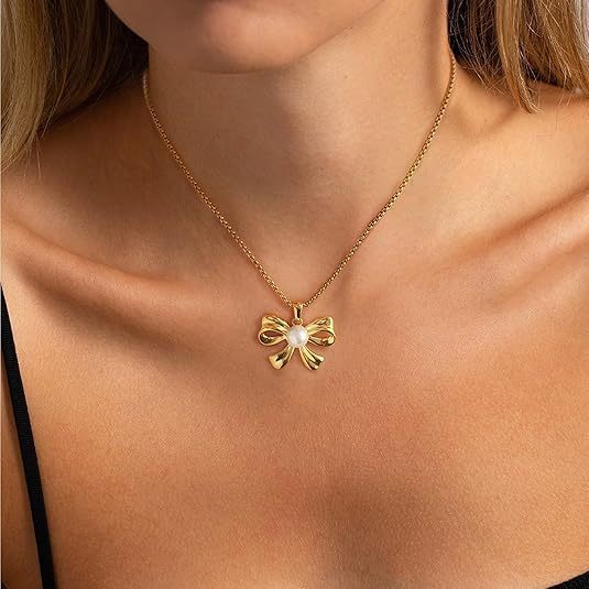 Bow Necklace And Earrings Suite Women