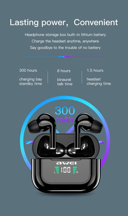 AWEI True Wireless Bluetooth Charging Pod Headphones