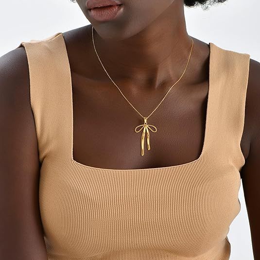 Bow Necklace And Earrings Suite Women