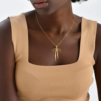 Bow Necklace And Earrings Suite Women