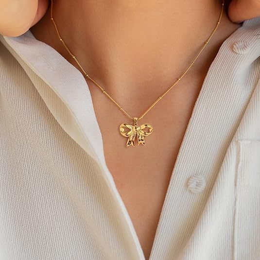 Bow Necklace And Earrings Suite Women