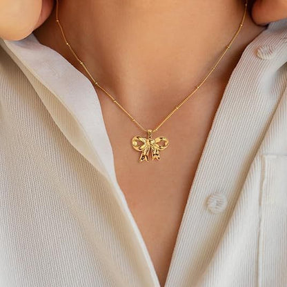 Bow Necklace And Earrings Suite Women