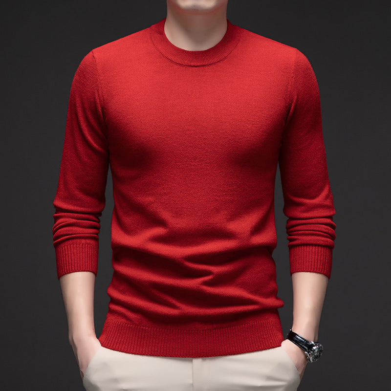 Solid Color Men's Round Neck Long Sleeve Autumn And Winter Leisure Sweater