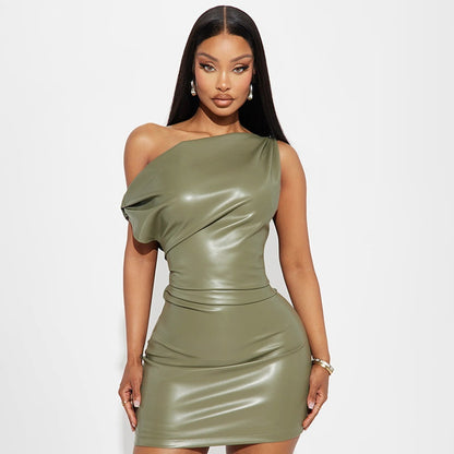 Sexy Oblique Shoulder Temperament Sheath Dress
